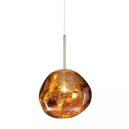 Modern Sculptural Metallic Pendant Lamp – Melted Look Design