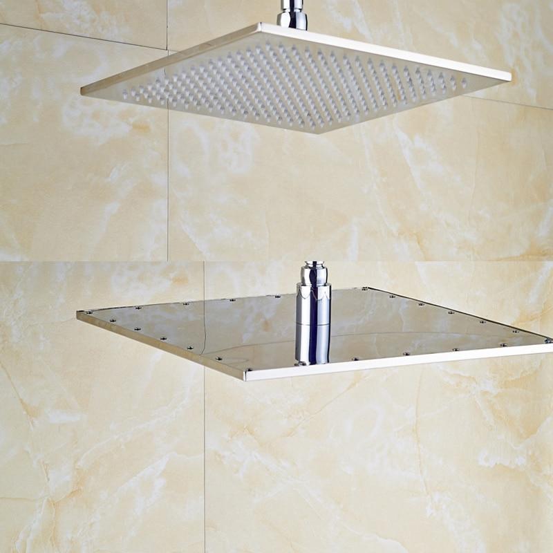 Rain Shower Heads - Multi-colored Stainless Steel Square Shaped Rainfall Showerhead With LED Lights