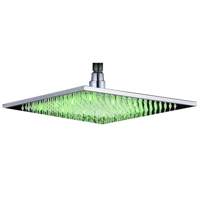 Rain Shower Heads - Multi-colored Stainless Steel Square Shaped Rainfall Showerhead With LED Lights