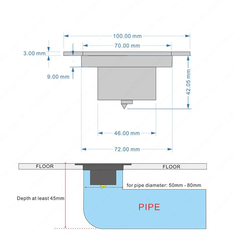 Bath Drains - Pop Up 4" Brass Floor Drain Bath Drains Push Down Drains In Black Or Chrome