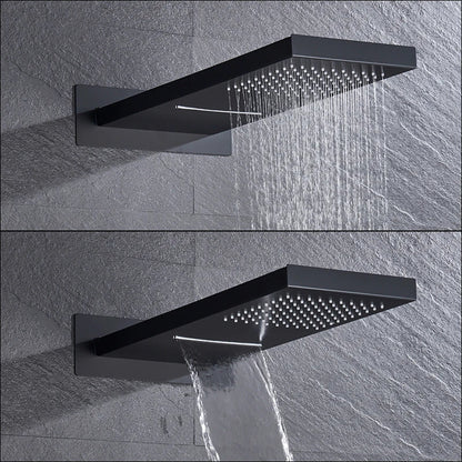Rain Waterfall Shower Head With 3-way Thermostatic Mixer Tap-Rain Shower Heads-Index Bath-Brushed Gold-Index Bath