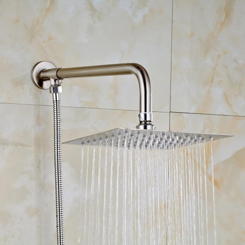 Rain Shower Heads - Rainfall Style Shower Head With Shower Arm And Shower Hose