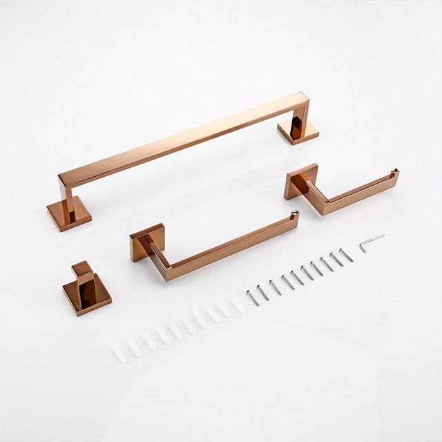 Towel Bars & Hooks - Index Bath Rose Gold Toilet Paper Holder Towel Bar Hook Hanger