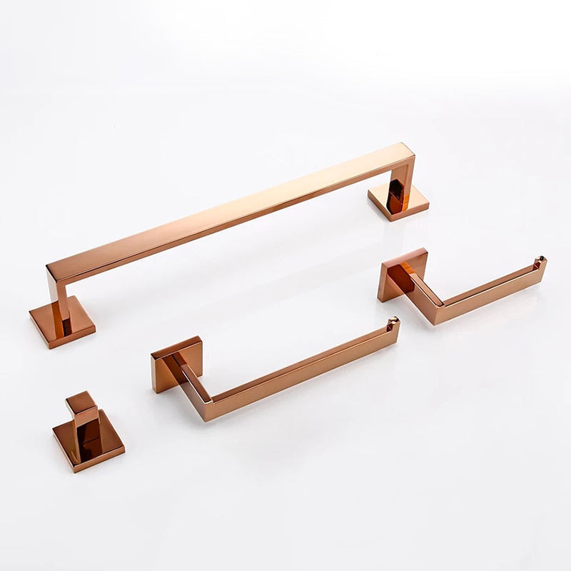 Towel Bars & Hooks - Index Bath Rose Gold Toilet Paper Holder Towel Bar Hook Hanger