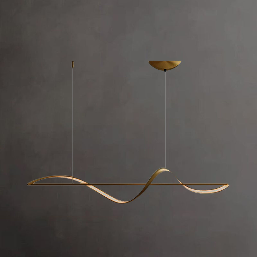Louise Wave Linear Pendant Light – 39.4/47.2", Black or Gold