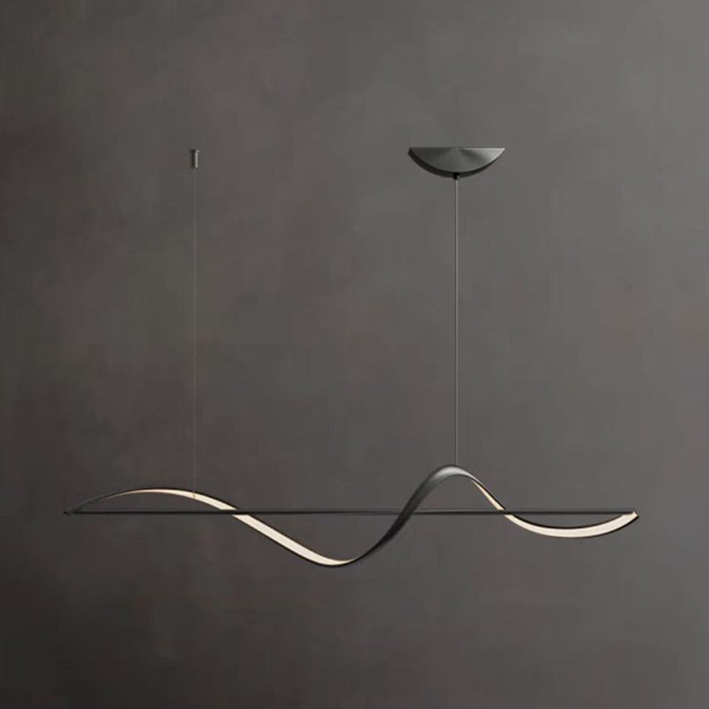 Louise Wave Linear Pendant Light – 39.4/47.2", Black or Gold