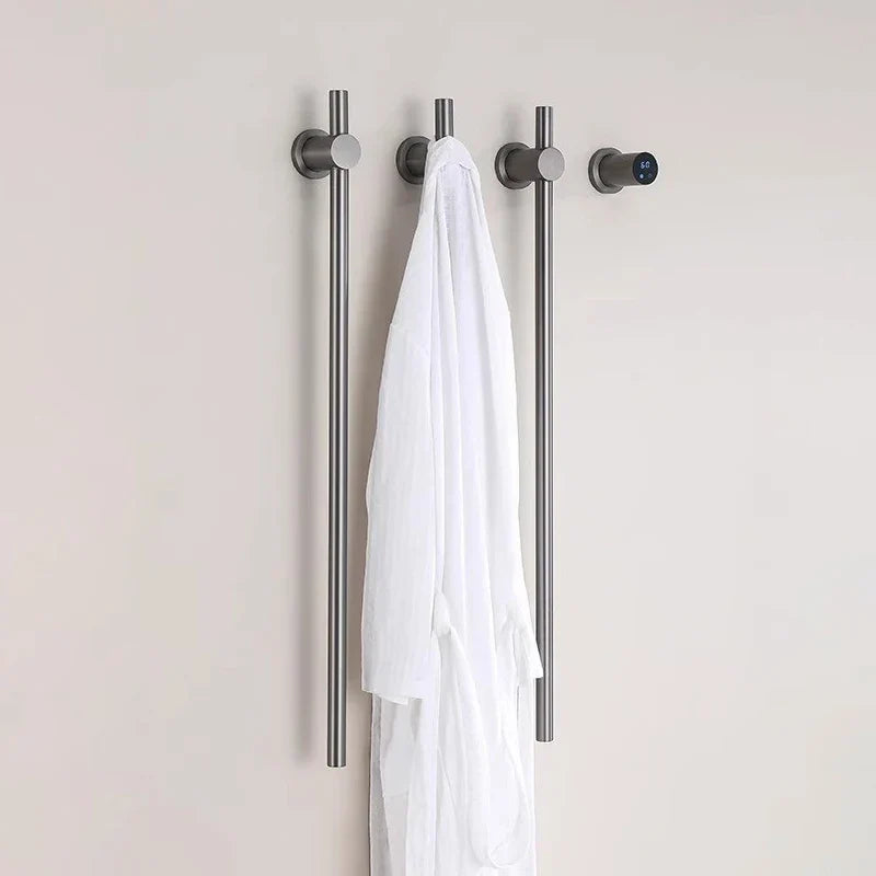 Bathroom Black Electric Towel Rack Hidden Wire Bath Towel Rail Smart Touch Control Towel Warmer Stainless Steels Bathrobe Dryer