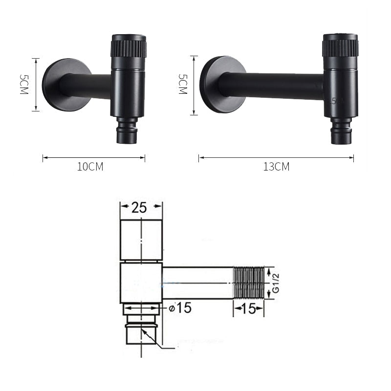 Basin Faucet - Stainless Steel Black Faucets Lengthen Outdoor Garden Faucet