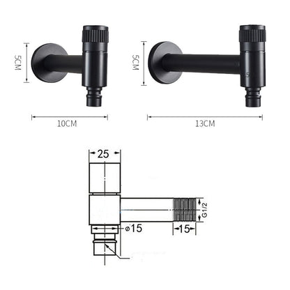 Basin Faucet - Stainless Steel Black Faucets Lengthen Outdoor Garden Faucet