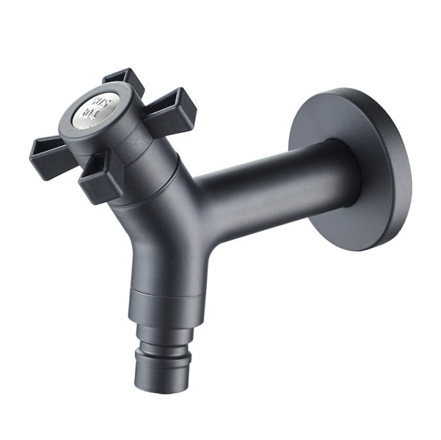 Basin Faucet - Stainless Steel Black Faucets Lengthen Outdoor Garden Faucet