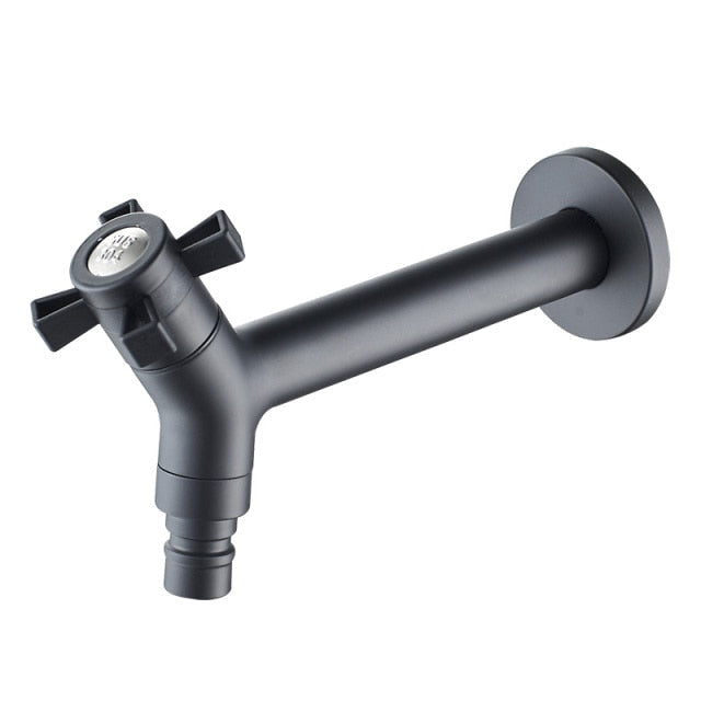 Basin Faucet - Stainless Steel Black Faucets Lengthen Outdoor Garden Faucet