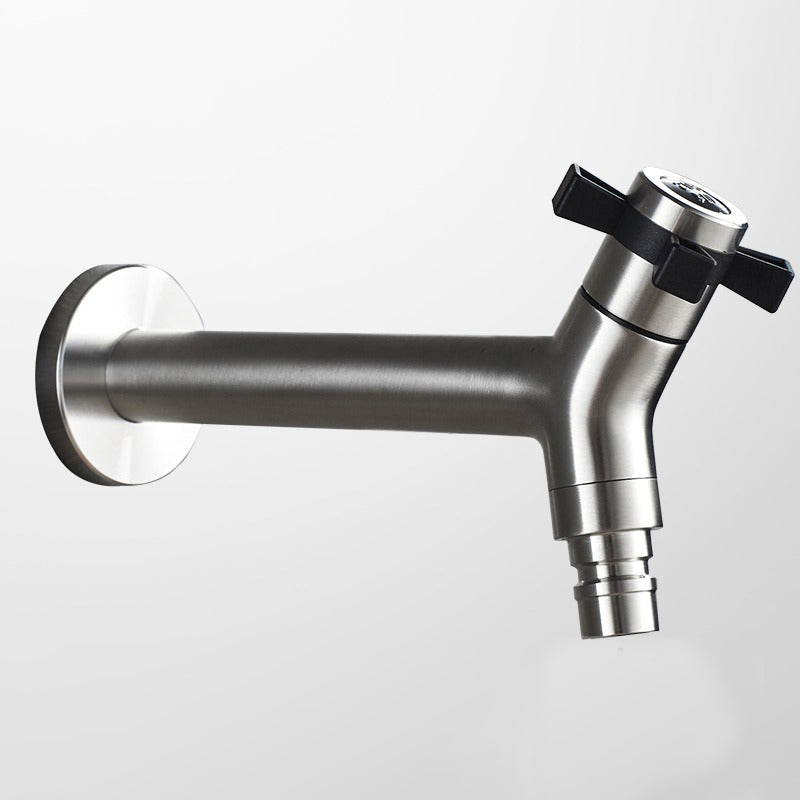 Basin Faucet - Stainless Steel Black Faucets Lengthen Outdoor Garden Faucet