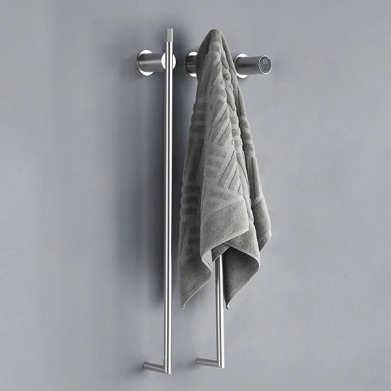 Bathroom Electric Bath Towel Rack Smart Temperature Time Control Towel Warmer Hidden Wires Heated Towel Rail