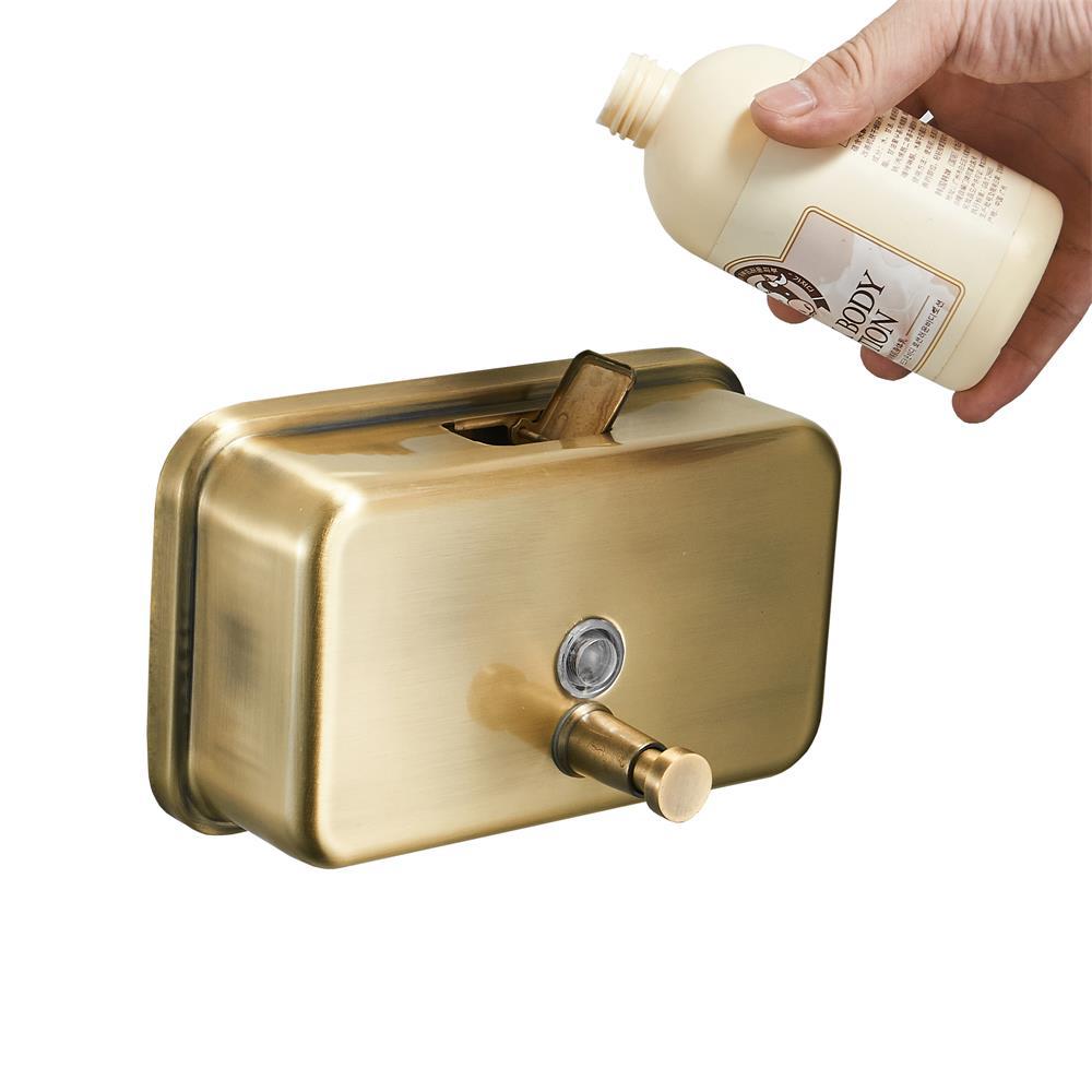Liquid Soap Dispensers - Stainless Steel Wall-mounted Golden Manual Liquid Soap Dispenser Shampoo