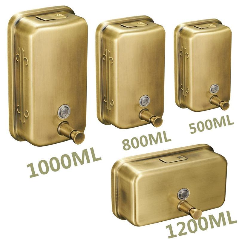 Liquid Soap Dispensers - Stainless Steel Wall-mounted Golden Manual Liquid Soap Dispenser Shampoo