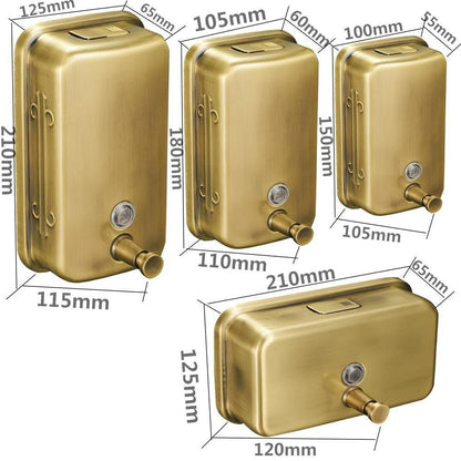 Liquid Soap Dispensers - Stainless Steel Wall-mounted Golden Manual Liquid Soap Dispenser Shampoo