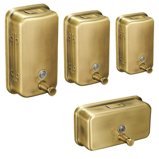 Liquid Soap Dispensers - Stainless Steel Wall-mounted Golden Manual Liquid Soap Dispenser Shampoo