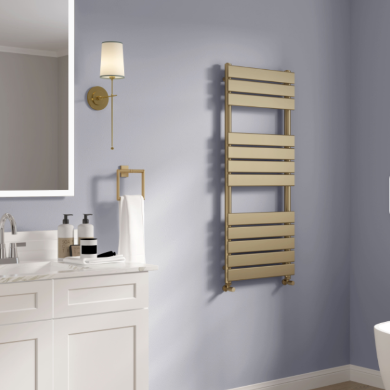 Hot Selling SUN-D2 Brushed Brass New Finishes Heated Towel Warmer Bathroom Towel Radiators-Index Bath