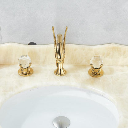 Basin Faucet - Swan Basin Faucet Luxury Deck Mounted Dual Crystal Handle Mixer Tap