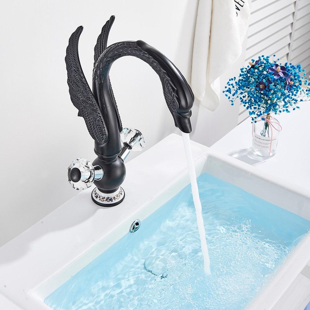 Basin Faucet - Swan Basin Sink Faucet Bathroom Mixer Taps Swan Washbasin Faucets Tap
