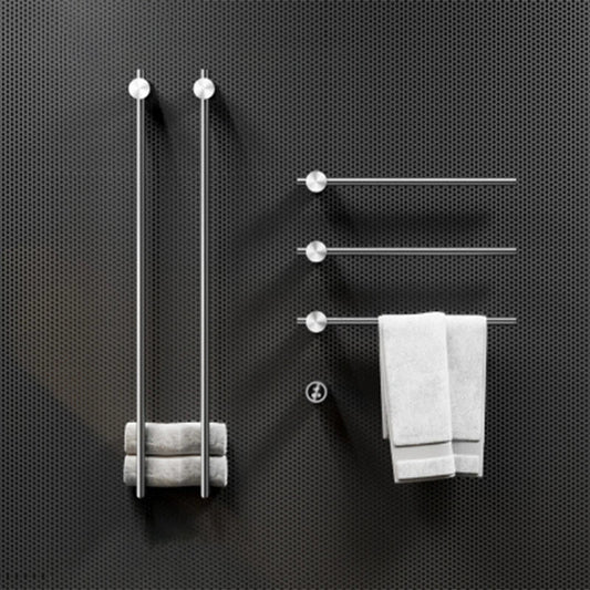 Vertical Style Bathroom Heated Towel Rack Electric Towel Drying Rack-Towel Bars & Hooks-Index Bath-Brushed Silver-110V-Index Bath