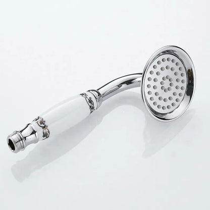 Vintage Round Brass and Porcelain Single Handheld Shower Head Spray-Rain Shower Heads-Index Bath-1-Index Bath