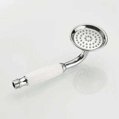 Vintage Round Brass and Porcelain Single Handheld Shower Head Spray-Rain Shower Heads-Index Bath-3-Index Bath
