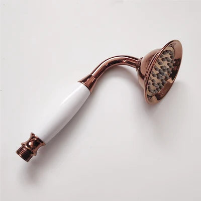 Vintage Round Brass and Porcelain Single Handheld Shower Head Spray-Rain Shower Heads-Index Bath-4-Index Bath