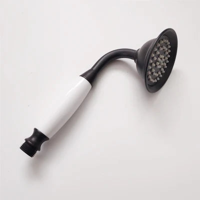 Vintage Round Brass and Porcelain Single Handheld Shower Head Spray-Rain Shower Heads-Index Bath-5-Index Bath