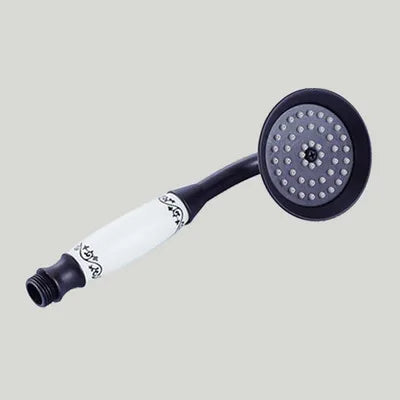 Vintage Round Brass and Porcelain Single Handheld Shower Head Spray-Rain Shower Heads-Index Bath-8-Index Bath