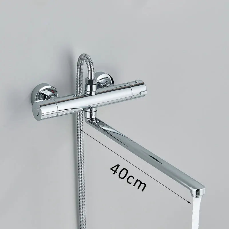 Wall Mounted Bath Faucet Long Spout Bathtub Mixer Faucet With Handheld-Shower Faucet-Index Bath-long spout full set-Index Bath