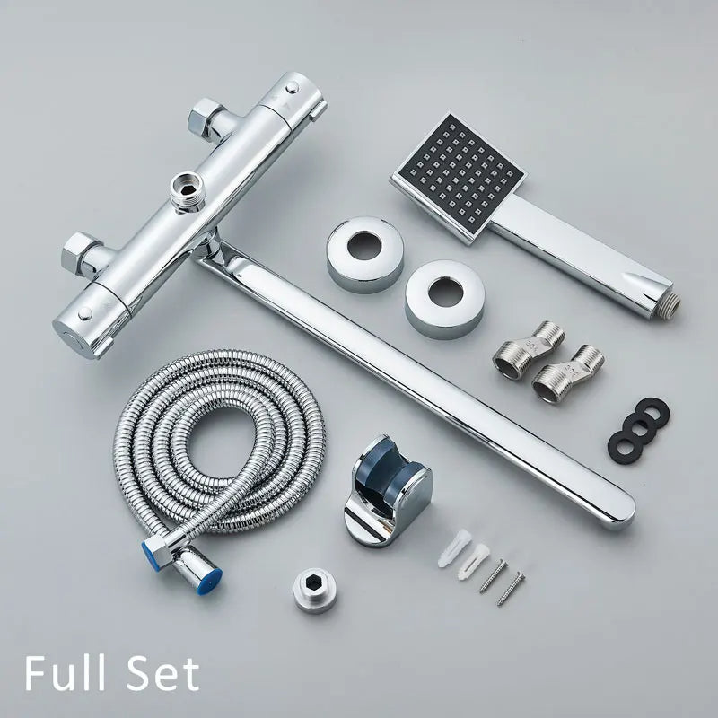 Wall Mounted Bath Faucet Long Spout Bathtub Mixer Faucet With Handheld-Shower Faucet-Index Bath-long spout full set-Index Bath