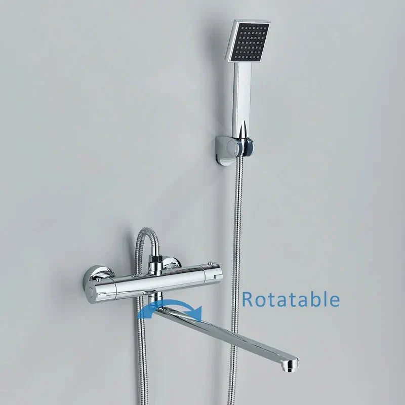 Wall Mounted Bath Faucet Long Spout Bathtub Mixer Faucet With Handheld-Shower Faucet-Index Bath-long spout full set-Index Bath