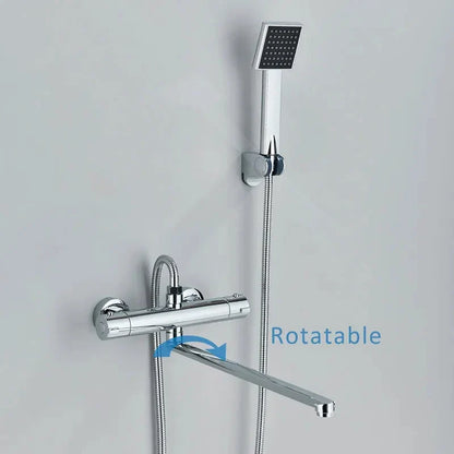 Wall Mounted Bath Faucet Long Spout Bathtub Mixer Faucet With Handheld-Shower Faucet-Index Bath-long spout full set-Index Bath