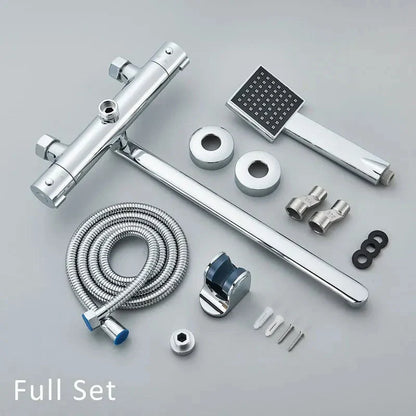 Wall Mounted Bath Faucet Long Spout Bathtub Mixer Faucet With Handheld-Shower Faucet-Index Bath-long spout full set-Index Bath
