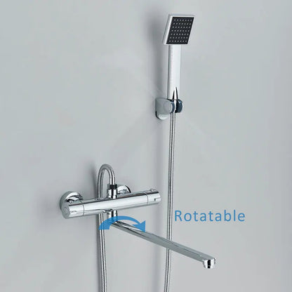 Wall Mounted Bath Faucet Long Spout Bathtub Mixer Faucet With Handheld-Shower Faucet-Index Bath-long spout full set-Index Bath