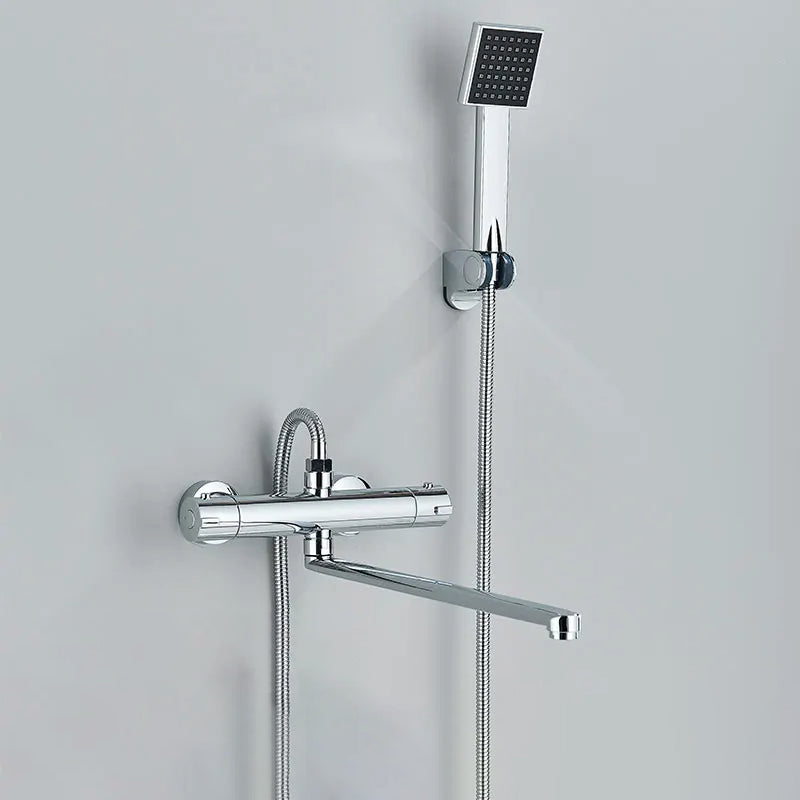Wall Mounted Bath Faucet Long Spout Bathtub Mixer Faucet With Handheld-Shower Faucet-Index Bath-long spout full set-Index Bath