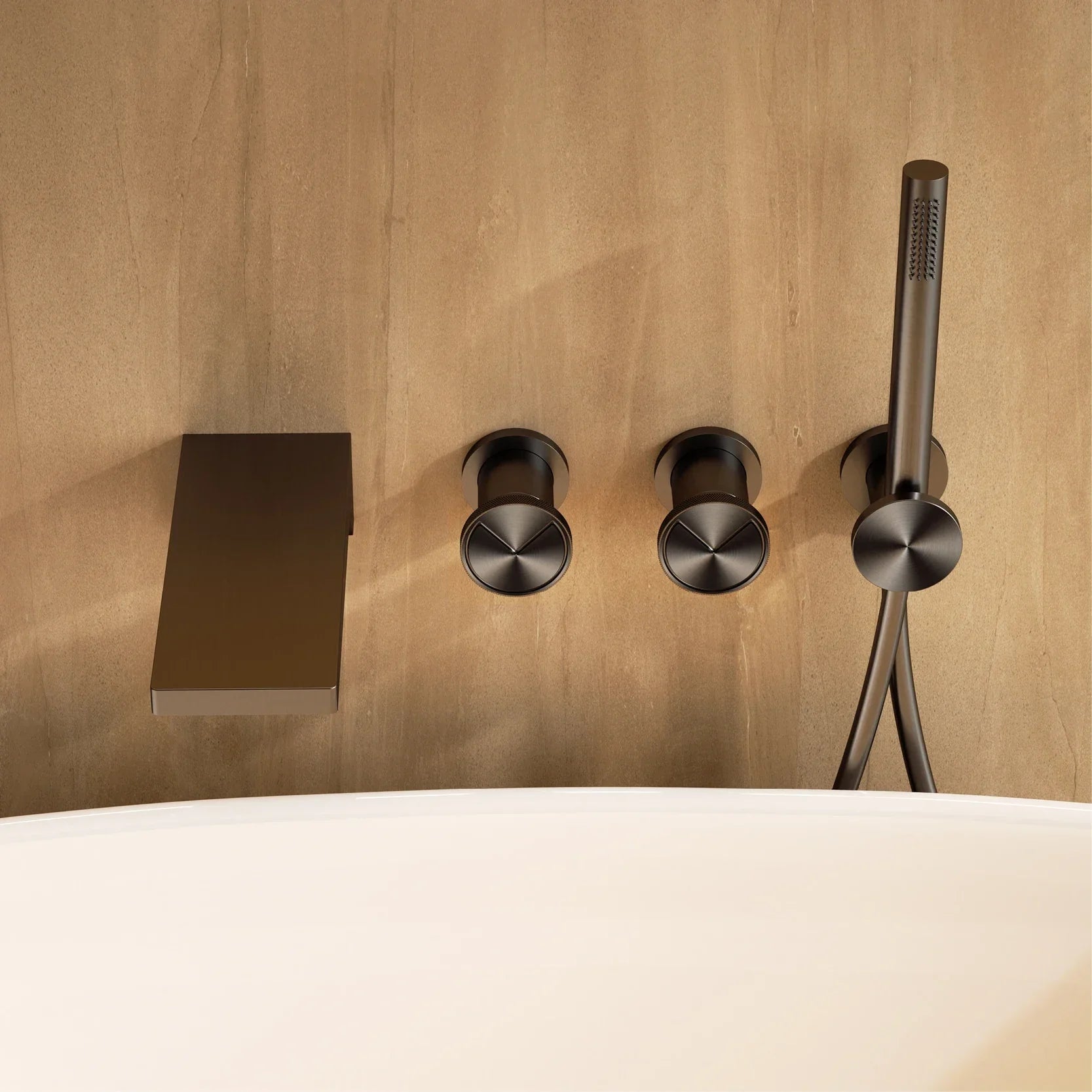 Wall mounted Brass Bathtub Faucet Embedded Dual handle Hot Cold Mixer-Shower Faucet-Index Bath