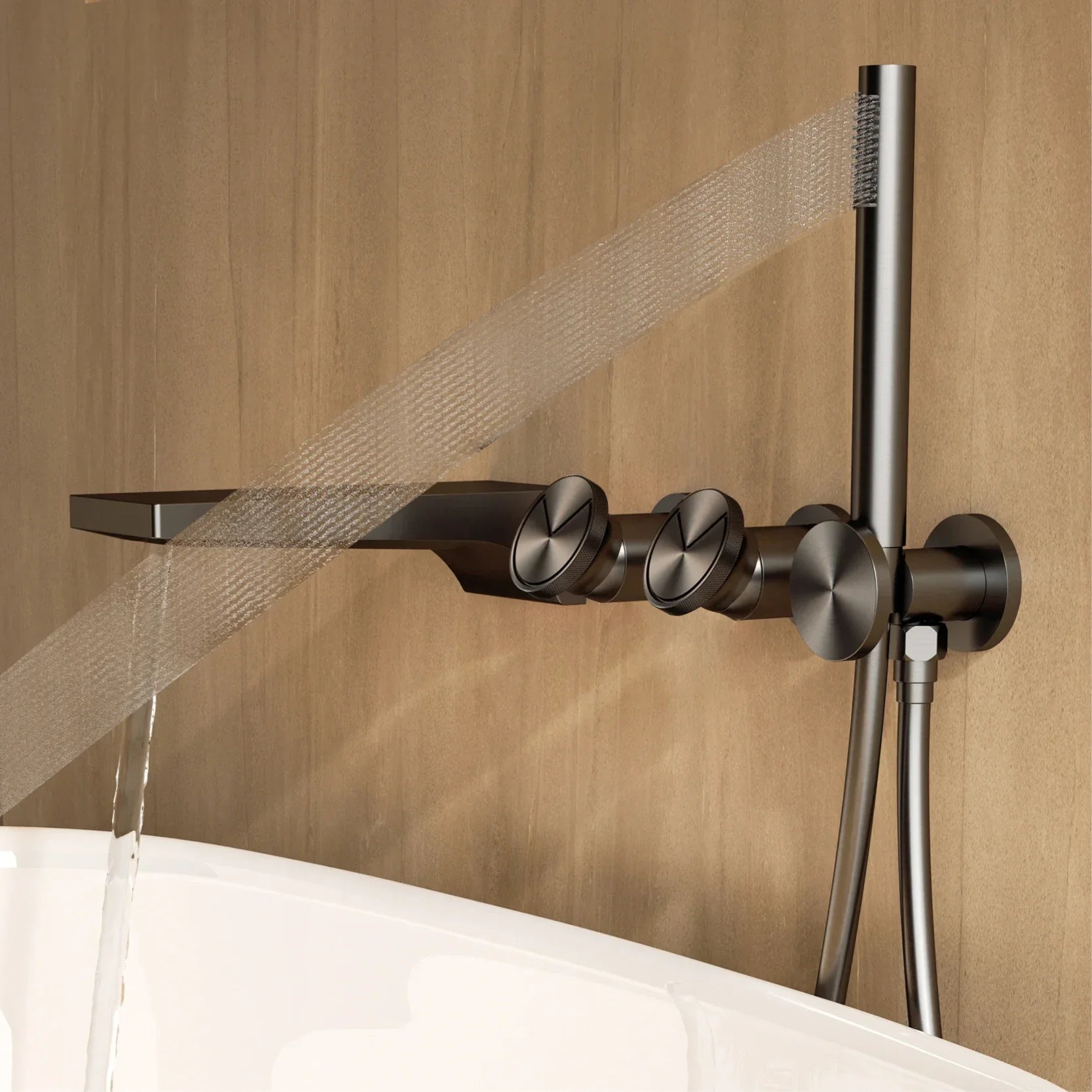 Wall mounted Brass Bathtub Faucet Embedded Dual handle Hot Cold Mixer-Shower Faucet-Index Bath