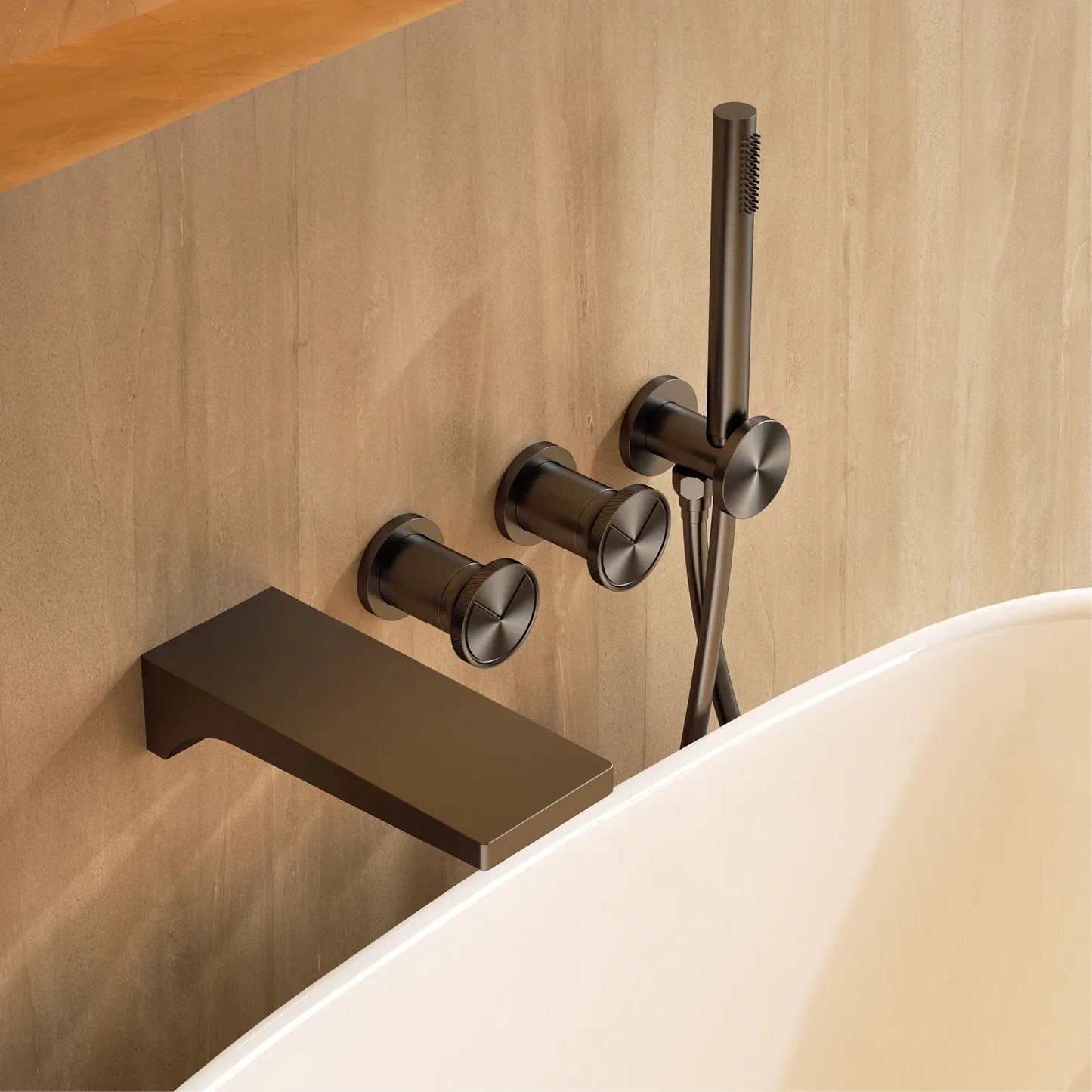 Wall mounted Brass Bathtub Faucet Embedded Dual handle Hot Cold Mixer-Shower Faucet-Index Bath