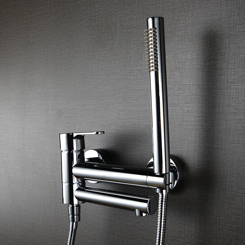 Shower Faucet - Wall Mounted Brass Bathtub Set Brush Gold Black Foldable Round Tap