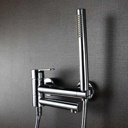 Shower Faucet - Wall Mounted Brass Bathtub Set Brush Gold Black Foldable Round Tap