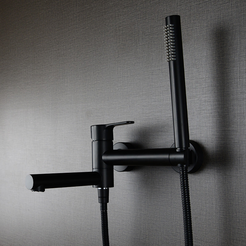 Shower Faucet - Wall Mounted Brass Bathtub Set Brush Gold Black Foldable Round Tap