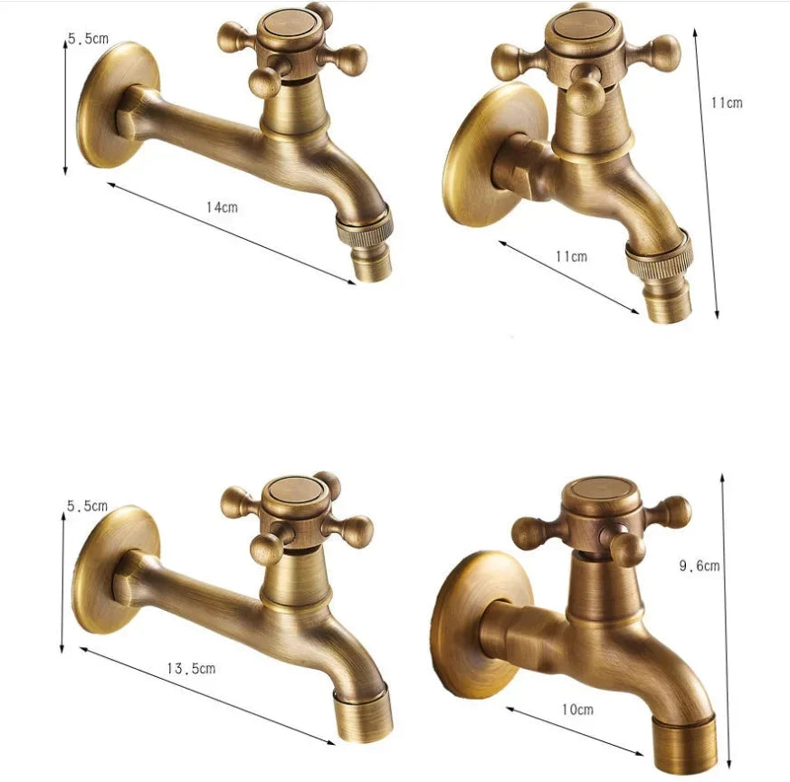 Wall Mounted Faucet Brass Single Cold Sink Tap Vintage Water Tap-Basin Faucet-Index Bath-Standard S-Index Bath