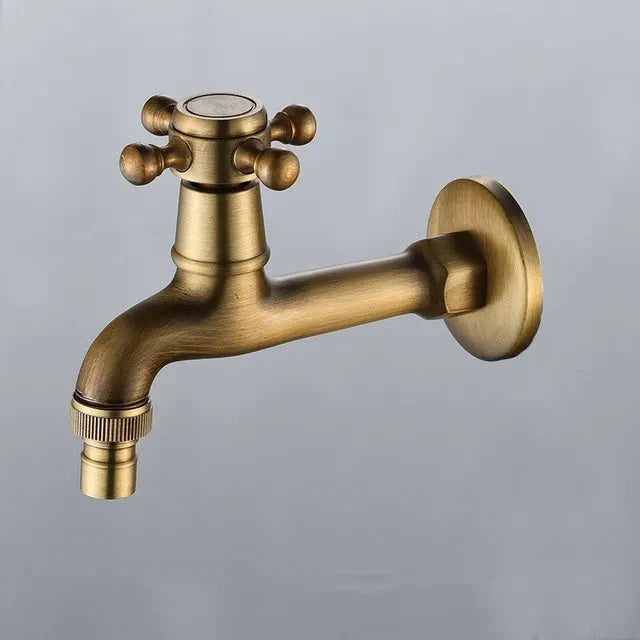 Wall Mounted Faucet Brass Single Cold Sink Tap Vintage Water Tap-Basin Faucet-Index Bath-Washing Machine L-Index Bath