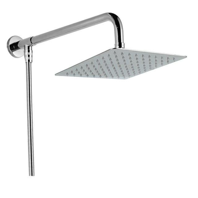 Rain Shower Heads - Wall Mounted Rainfall Ultrathin Showerhead With Shower Arm And Hose