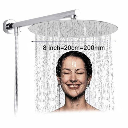 Rain Shower Heads - Wall Mounted Rainfall Ultrathin Showerhead With Shower Arm And Hose