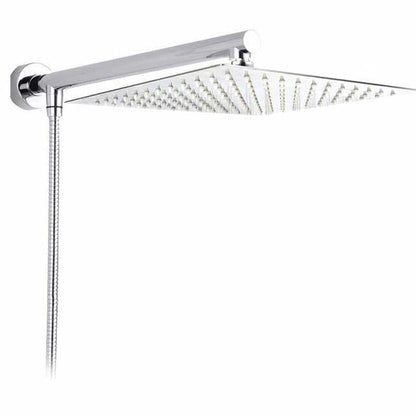 Rain Shower Heads - Wall Mounted Rainfall Ultrathin Showerhead With Shower Arm And Hose