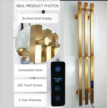 Electric Heated Towel Rack Wall Mounted Bathroom Towel Warmer Dryer Heater 3 Bars Timer Touch Control WiFi Energy Saving-Index Bath