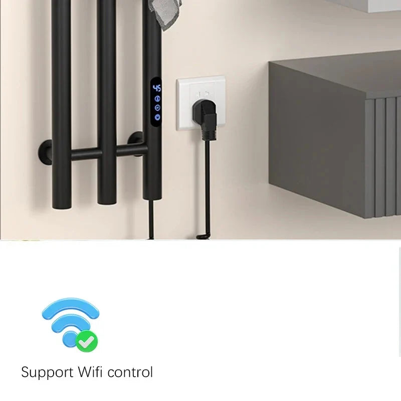 Electric Heated Towel Rack Wall Mounted Bathroom Towel Warmer Dryer Heater 3 Bars Timer Touch Control WiFi Energy Saving-Index Bath